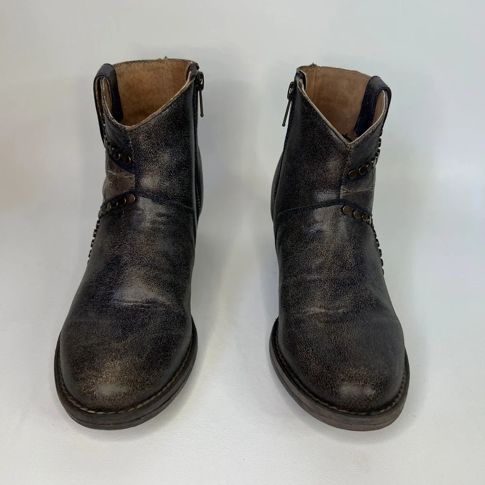 Circle G By Corral Q 5025 LD‎ BLUE STAR INLAY & STUDS ANKLE LEATHER BOOTS Size 7